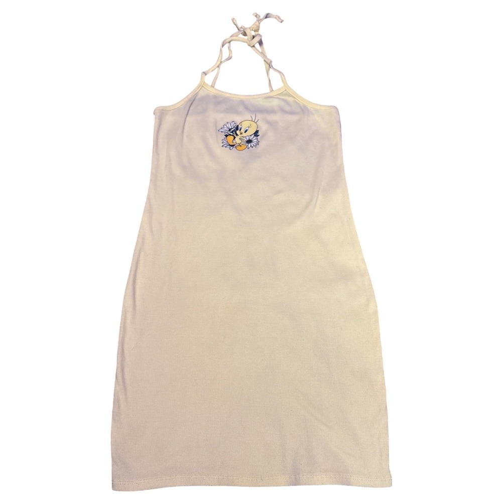 Looney Tunes Y2K Tweety Bird Yellow Ribbed Slip Dress, Size Medium